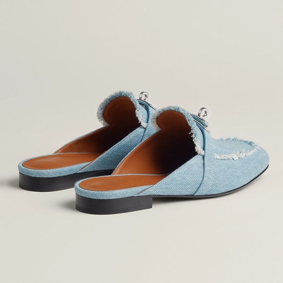 NIB Hermes OZ Denim Mules - Picture 4 of 9